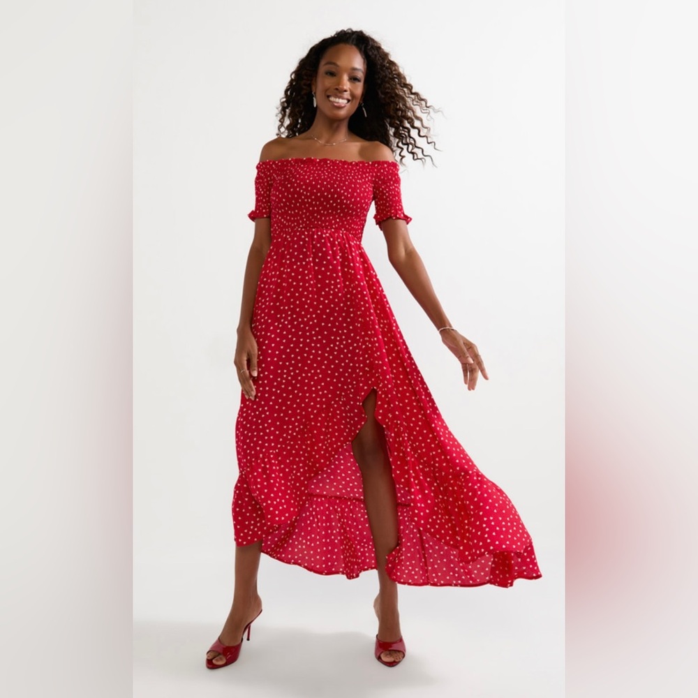 NWT Perdita Off Shoulder ❤️ Print Maxi